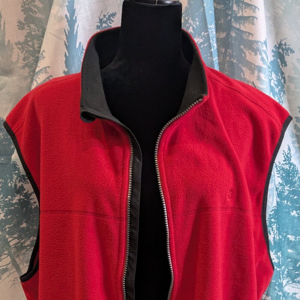 🔴 IZOD Red Fleece Zip-Up Vest Men’s XXL Sleeveless Warm Jacket